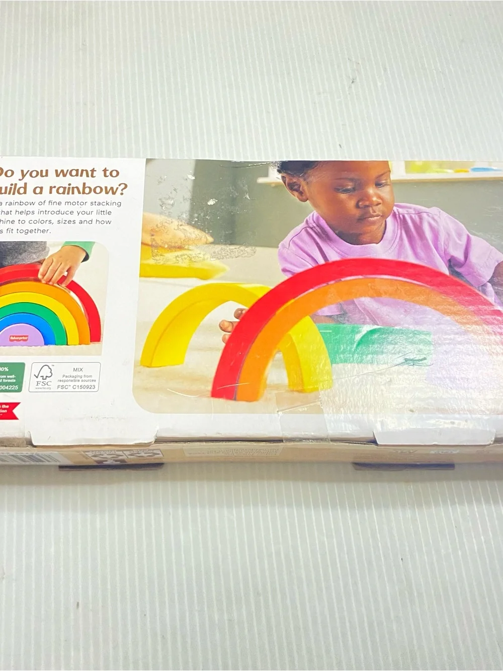 Fisher-Price Wooden Stacking Rainbow - Red, Orange, Yellow, Green, Blue, Purple